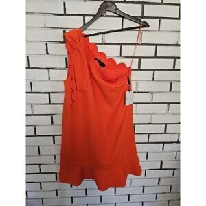 NWT Victoria Beckman Orange Scalloped Dress Size Large